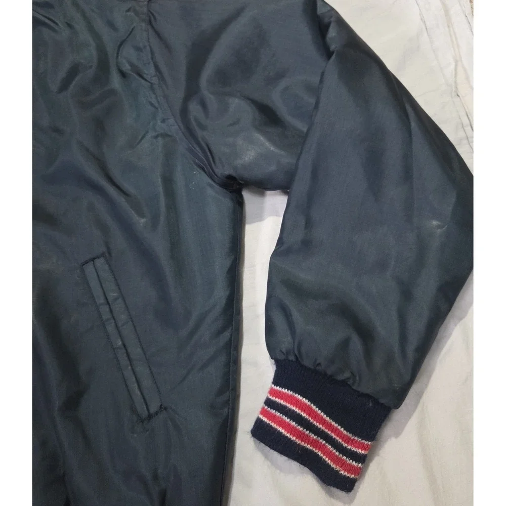VTG West Wind Buccaneer Snap Bomber Varsity Jacket Sz Medium Black/Red Satin EUC